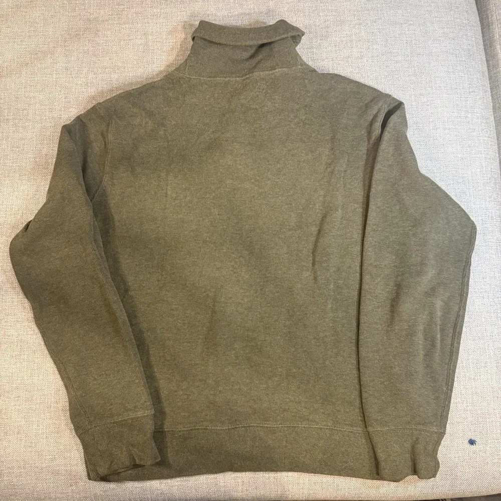Polo Ralph Lauren Mens L Olive Green Cotton Mock Neck Sweater Blue Pony